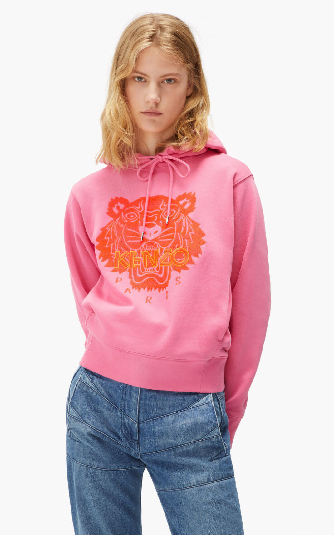 Kenzo Tiger Sudaderas Con Capucha Mujer Rosas | 0283654-XW